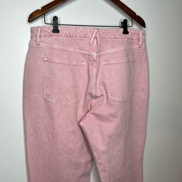 Good American Women's Good Boy Split Hem Straight Leg Jeans Pink Size 14/32 - Picture 6 of 13